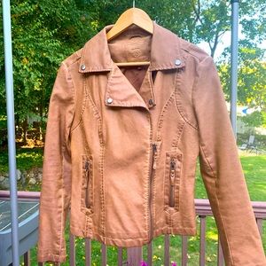 Tan faux leather biker jacket